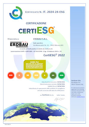 Certificato certiESG Erdbau srl